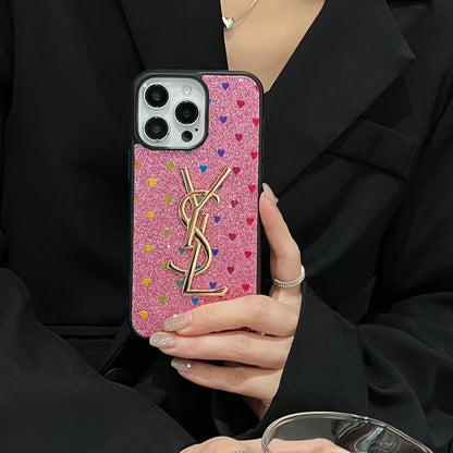 Electroplated Monogram Label Shiny Phone Case for iPhone 12-17