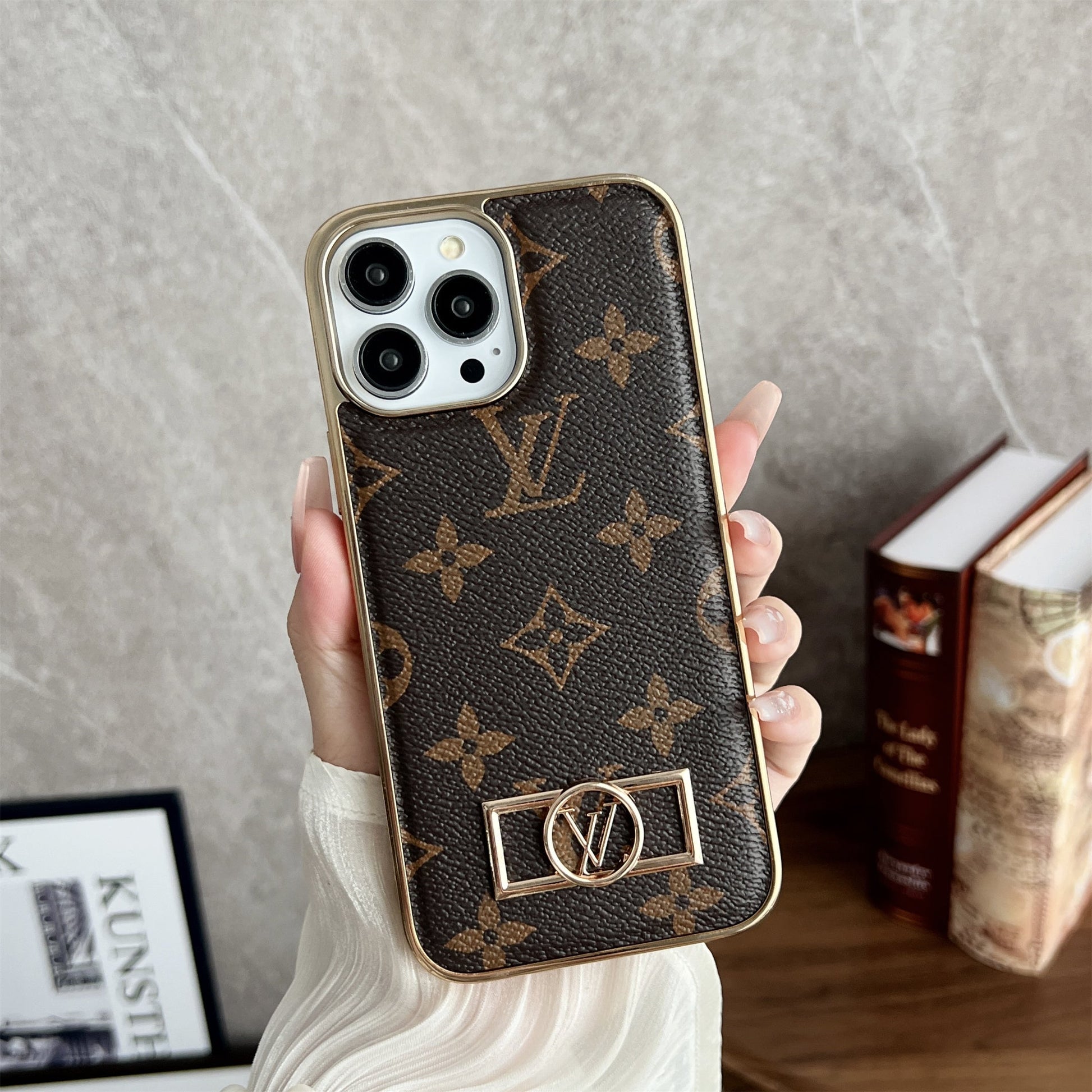 Monogrammed Fabric Leather Premium Electroplating for iPhone 13-17