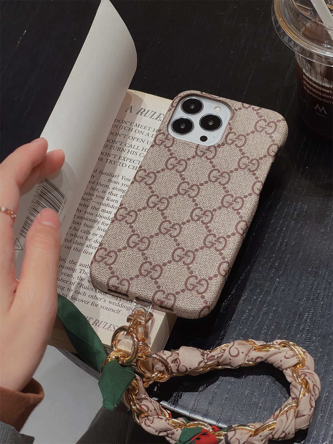 Luxury fabric iPhone Case detachable Silk Scarf Wristband for iPhone 12-17