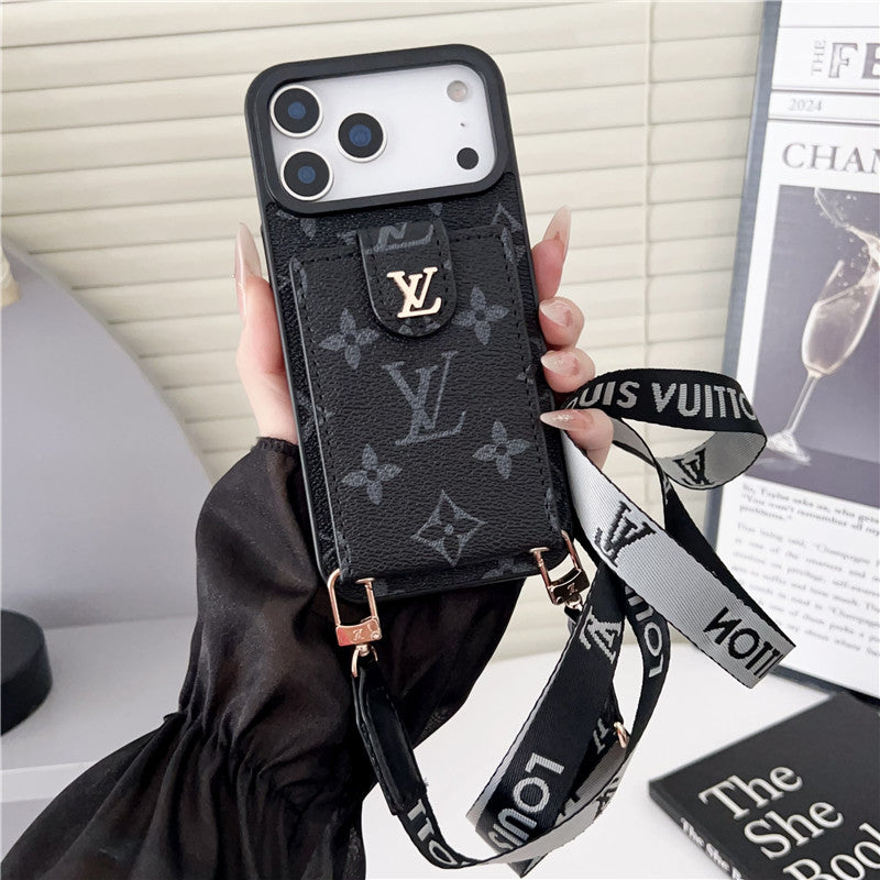 Luxury Leather Card Holder Case Crossbody for iPhone 12-17