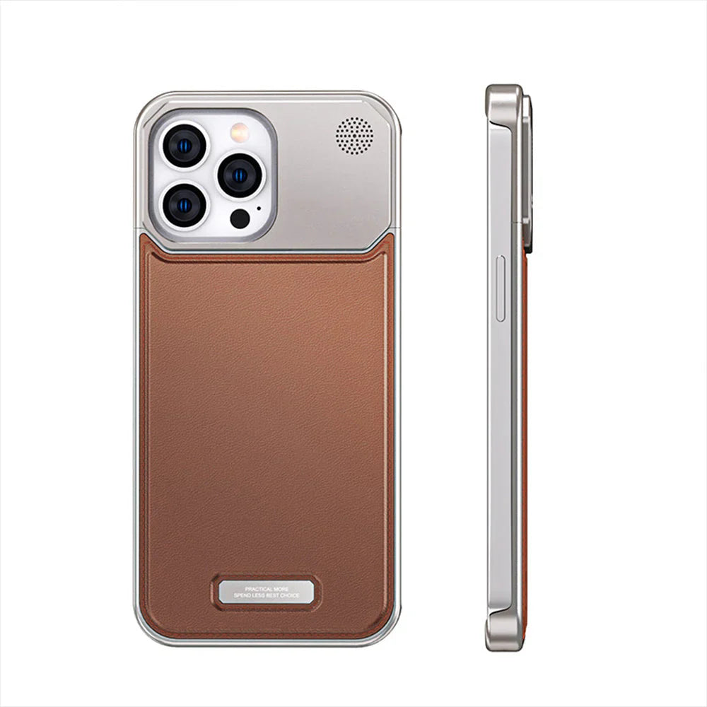 Luxury Leather Metal iPhone Case with magsafe