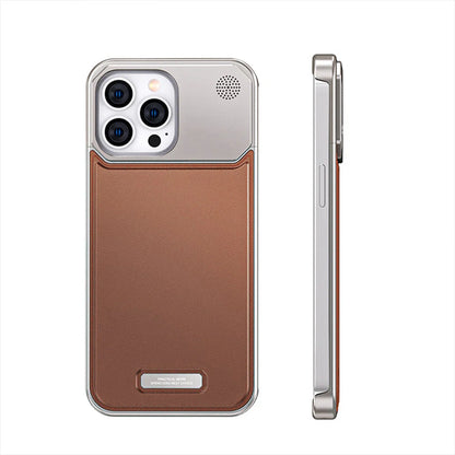 Luxury Leather Metal iPhone Case with magsafe