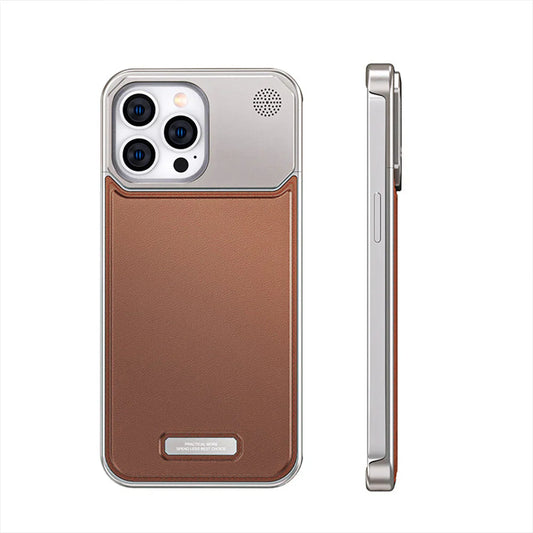 Luxury Leather Metal iPhone Case with magsafe