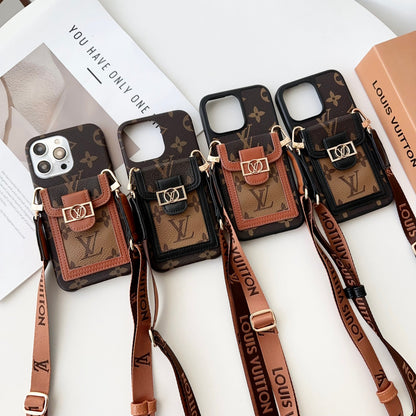Luxury Dauphine Leather Monogram Crossbody for iPhone 12-17