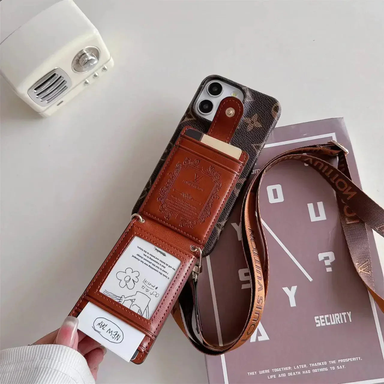 luxury iPhone Case Card Holder Detachable Lanyard for iPhone 12-17