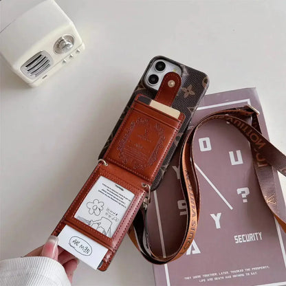 luxury iPhone Case Card Holder Detachable Lanyard for iPhone 12-17