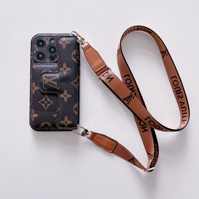 Luxury Side Card Holder Crossbody iPhone Case 12-16