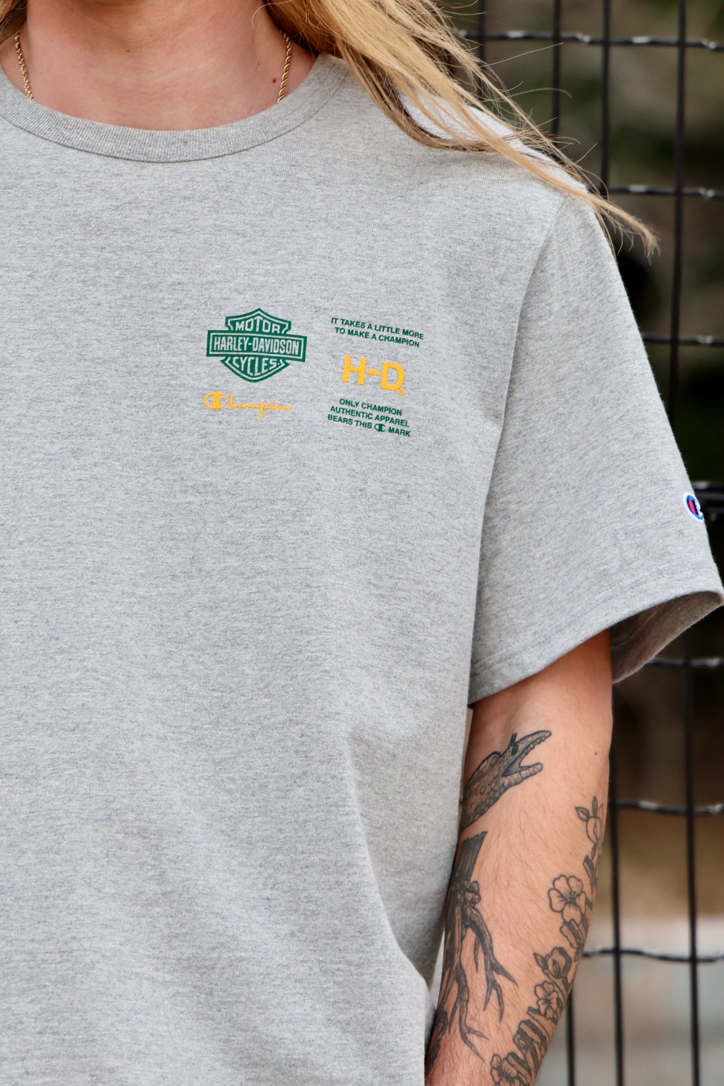 Champion x Harley-Davidson Fanatic Tee Grey Heather & Dark Green