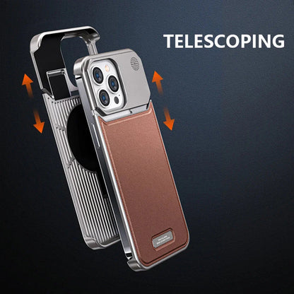 Luxury Leather Metal iPhone Case with magsafe