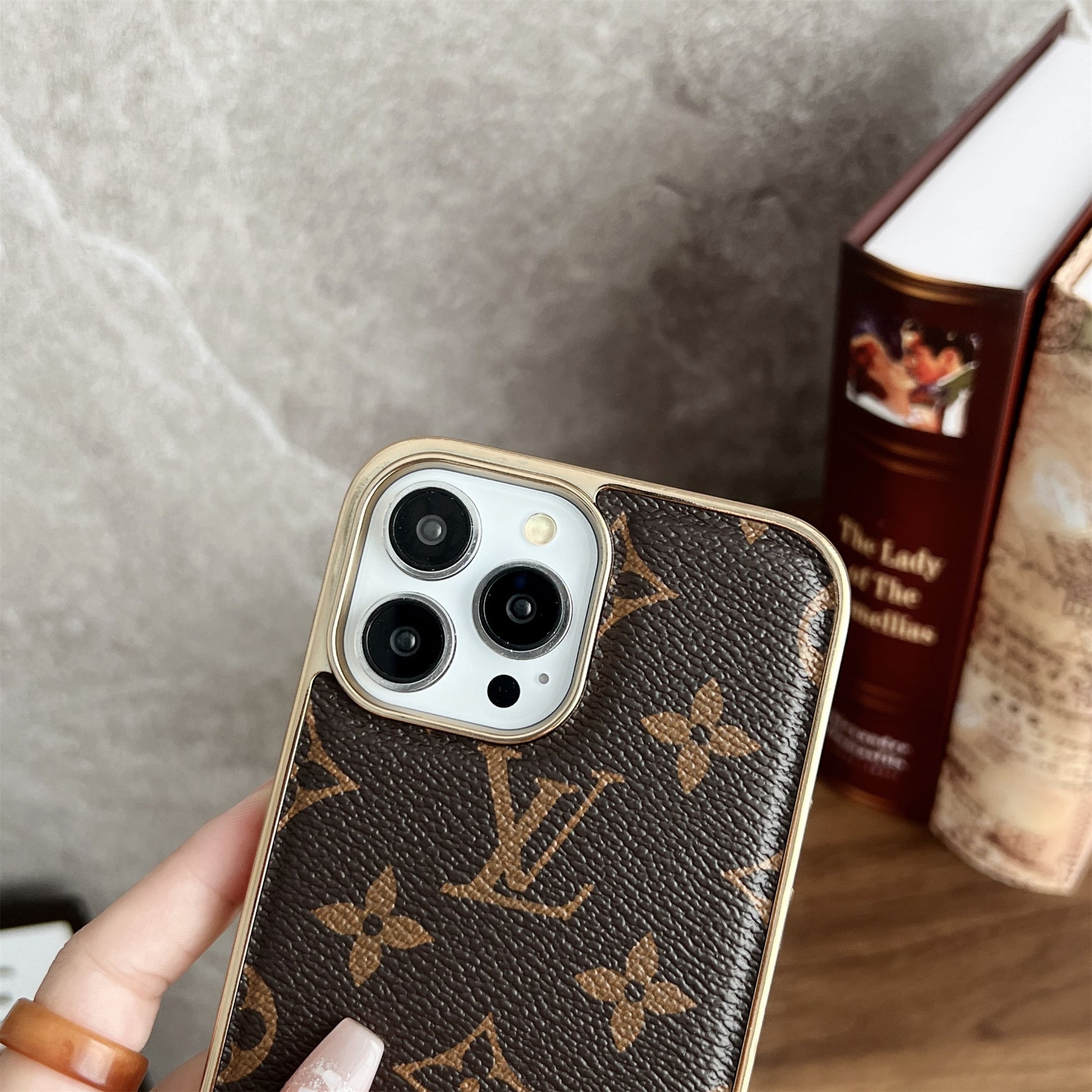 Monogrammed Fabric Leather Premium Electroplating for iPhone 13-17