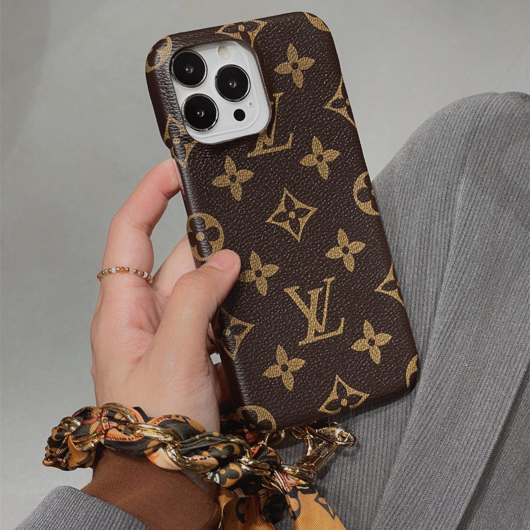 Luxury fabric iPhone Case detachable Silk Scarf Wristband for iPhone 12-17