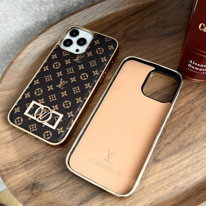 Monogrammed Fabric Leather Premium Electroplating for iPhone 13-17