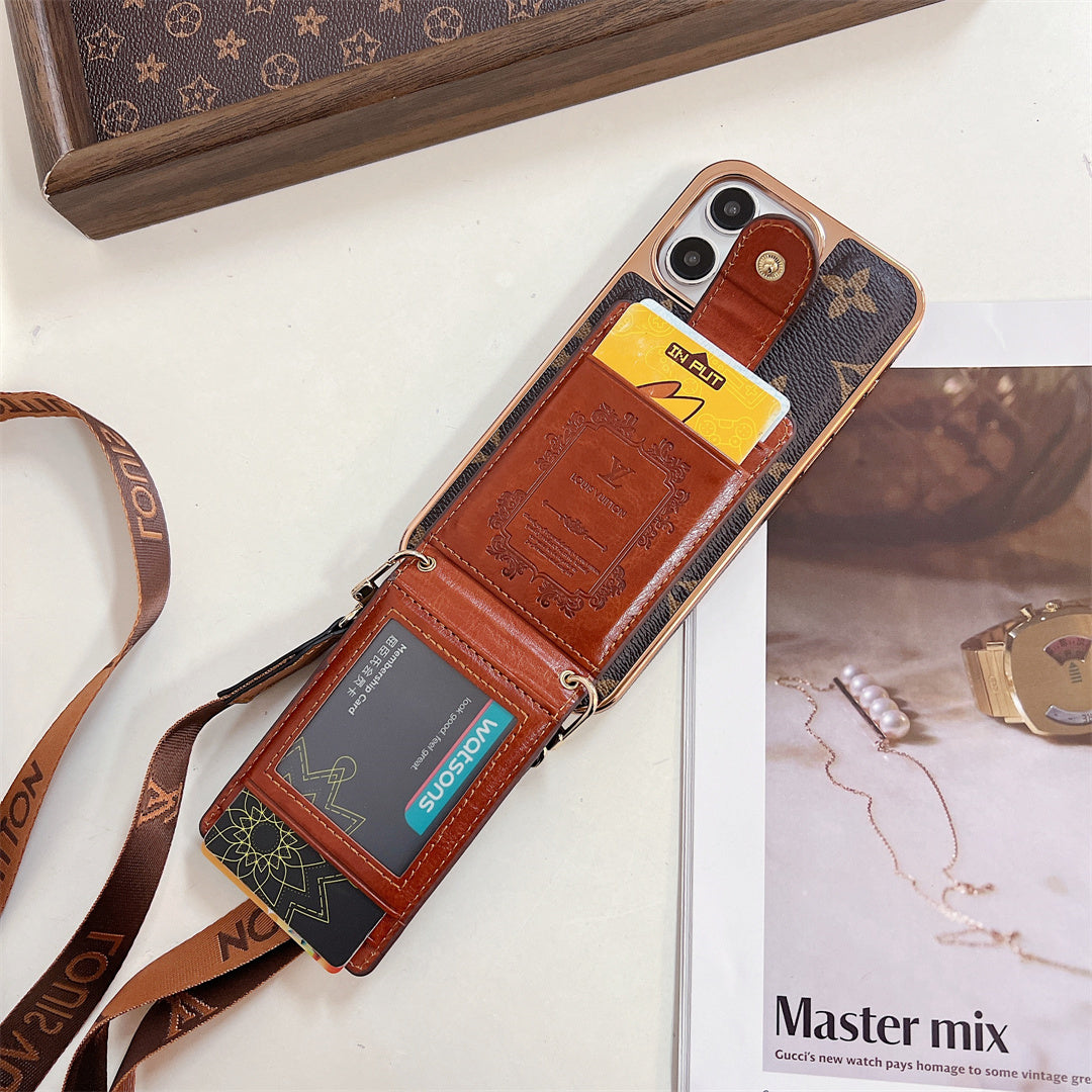 Luxury Brand Phone Case Card Holder Crossbody for iPhone 13-17