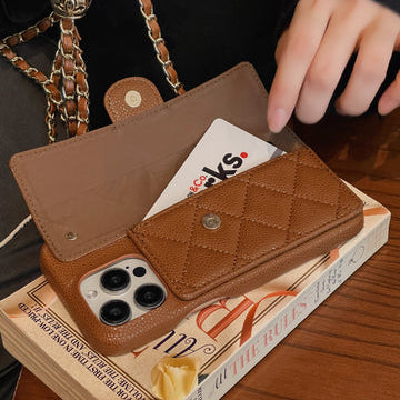 Genuine Leather Wallet Crossbody Bag Phone Case For iPhone 12-17