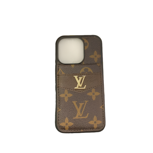 Luxury Phone Case Made of Genuine Leather with a Monogram Pattern for iPhone 13-17