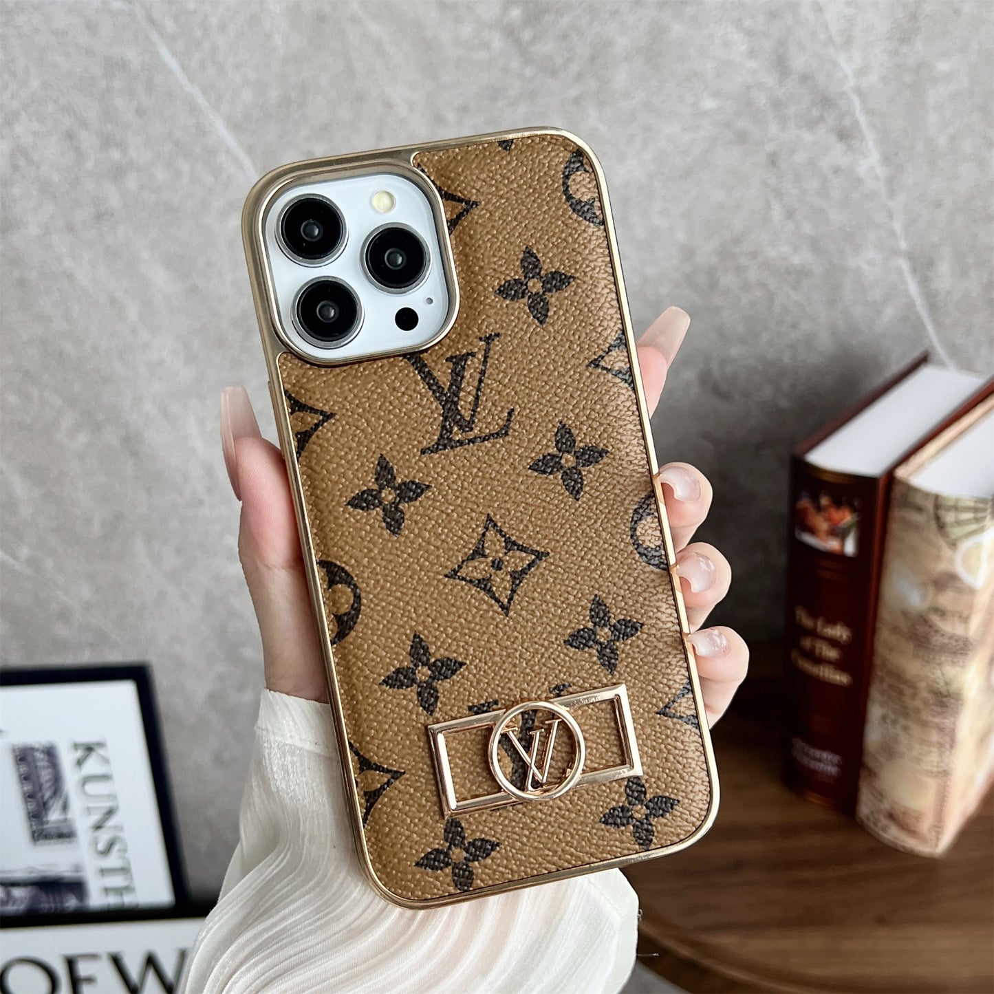 Monogrammed Fabric Leather Premium Electroplating for iPhone 13-17