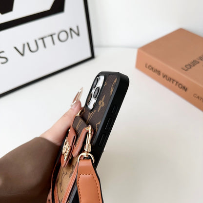 Luxury Dauphine Leather Monogram Crossbody for iPhone 12-17