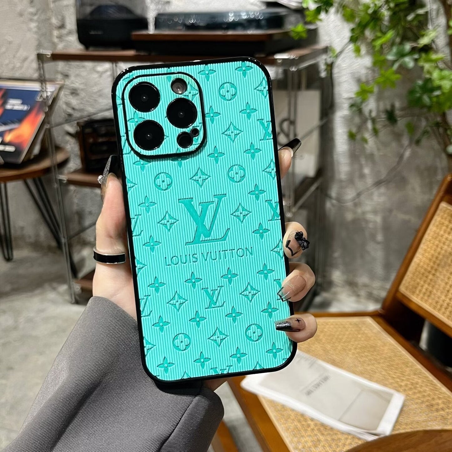 3D Monogram Embossed Leather Case for iPhone