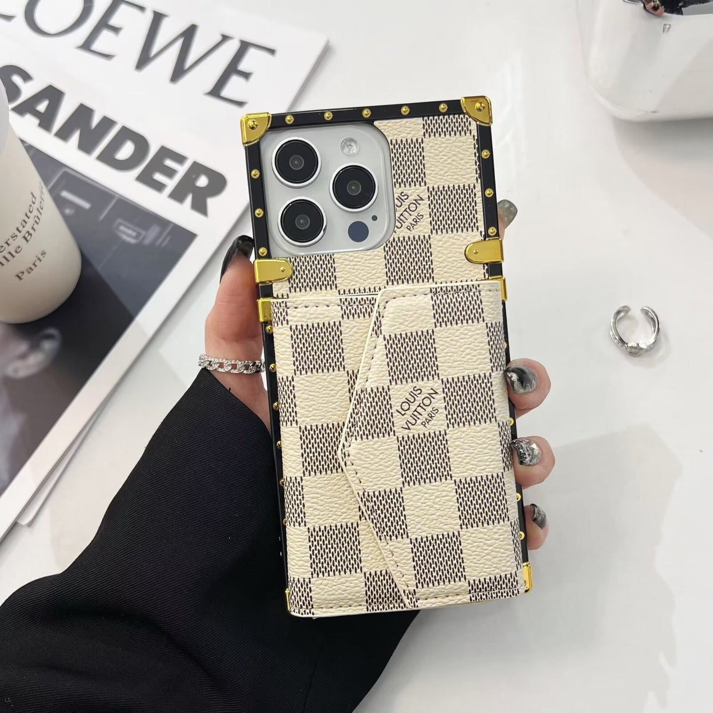 Luxury Leather Phone Case with Card Holder for iPhone 13-17