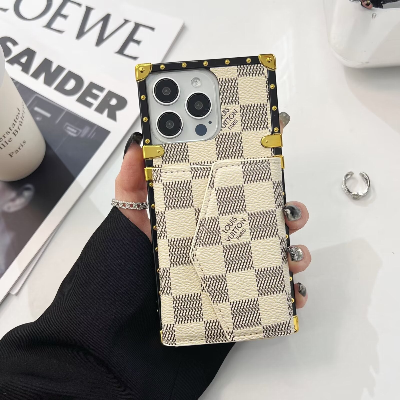 Luxury Leather Phone Case with Card Holder for iPhone 13-17