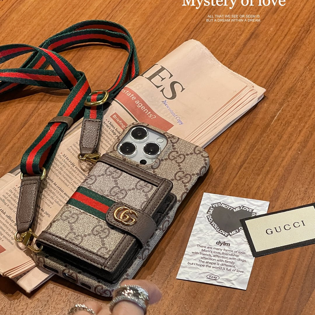 Premium Leather Wallet Crossbody Phone Case for iPhone 12-17