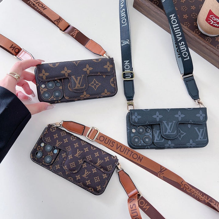 Luxury Side Card Holder Crossbody iPhone Case 12-16