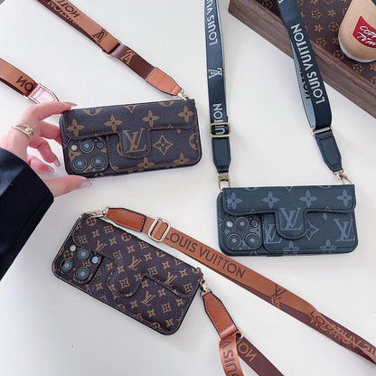 Luxury Side Card Holder Crossbody iPhone Case 12-16