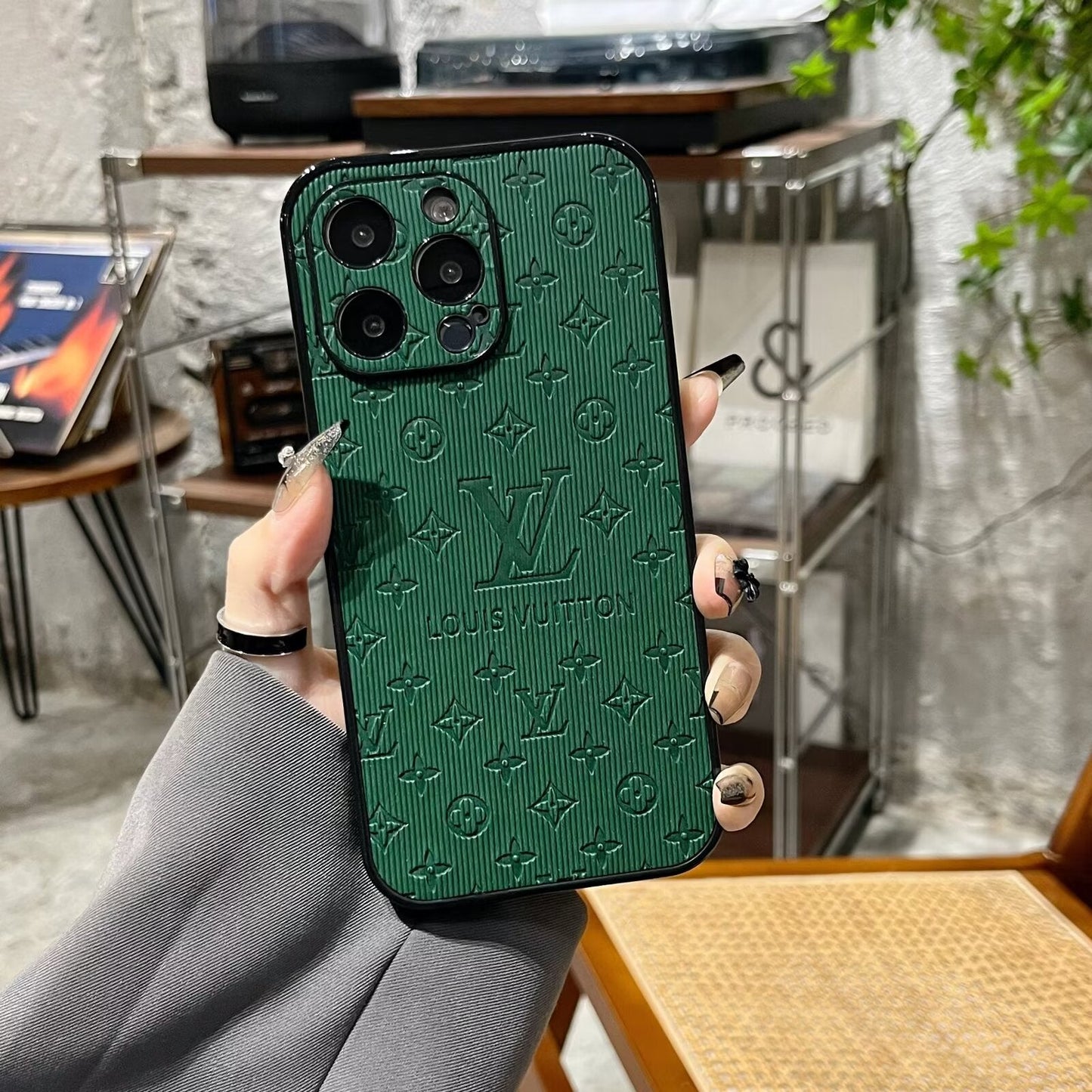 3D Monogram Embossed Leather Case for iPhone