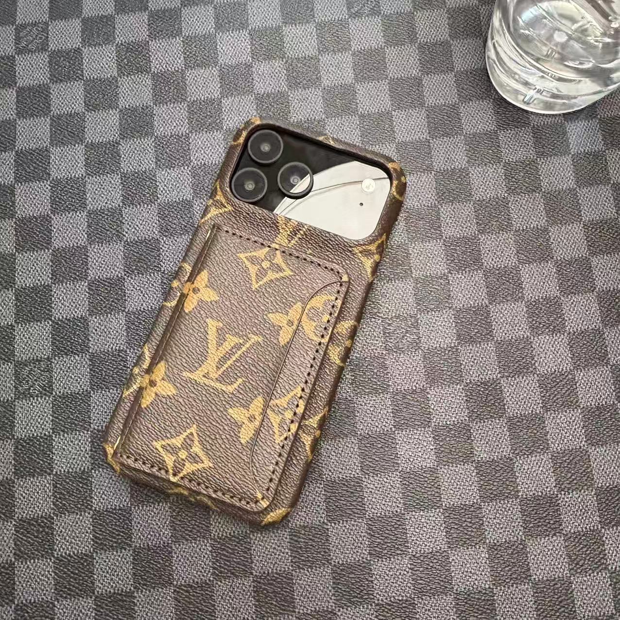 Monogram Leather Phone Case For iPhone 13-17