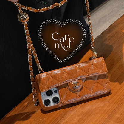 Genuine Leather Wallet Crossbody Bag Phone Case For iPhone 12-17