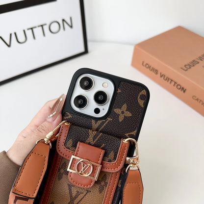Luxury Dauphine Leather Monogram Crossbody for iPhone 12-17