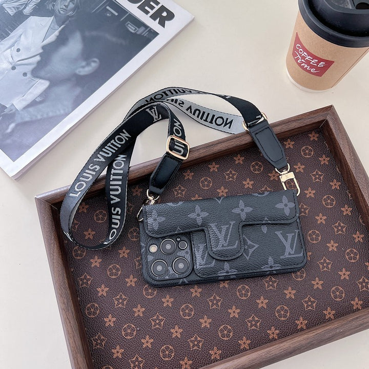 Luxury Side Card Holder Crossbody iPhone Case 12-16