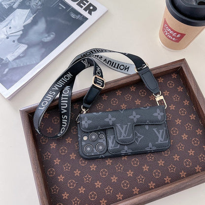 Luxury Side Card Holder Crossbody iPhone Case 12-16
