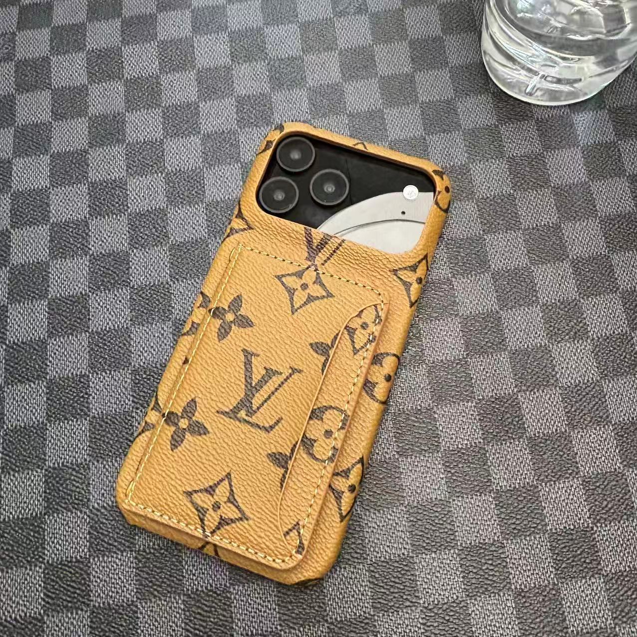 Monogram Leather Phone Case For iPhone 13-17