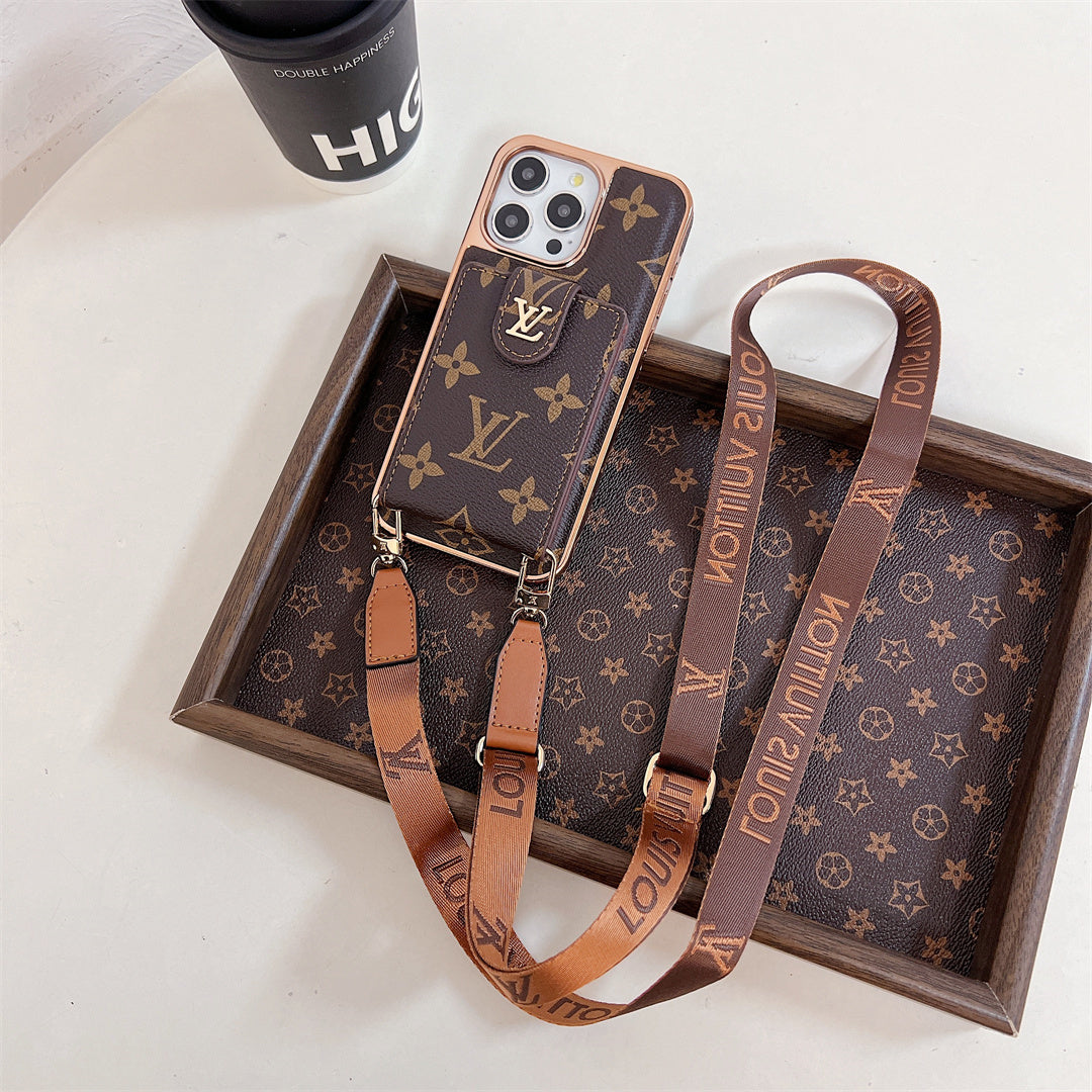 Luxury Brand Phone Case Card Holder Crossbody for iPhone 13-17