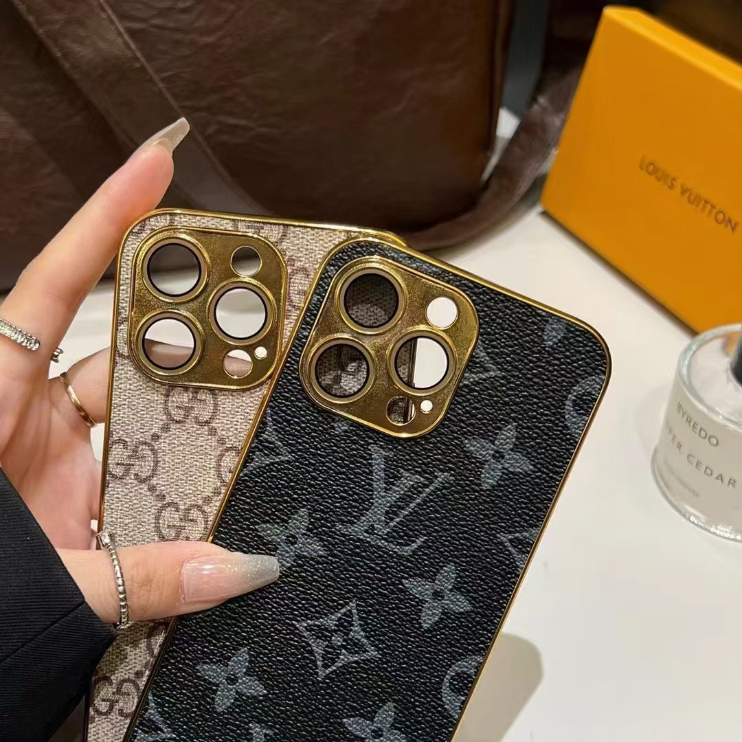 New Design Luxury Phone Case with Golden Border for iPhone 12-17