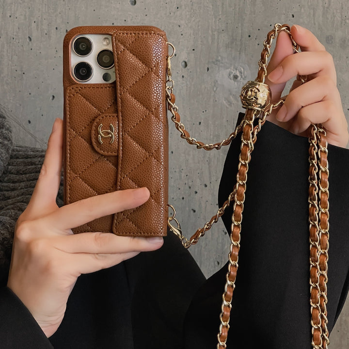 Genuine Leather Wallet Crossbody Bag Phone Case For iPhone 12-17