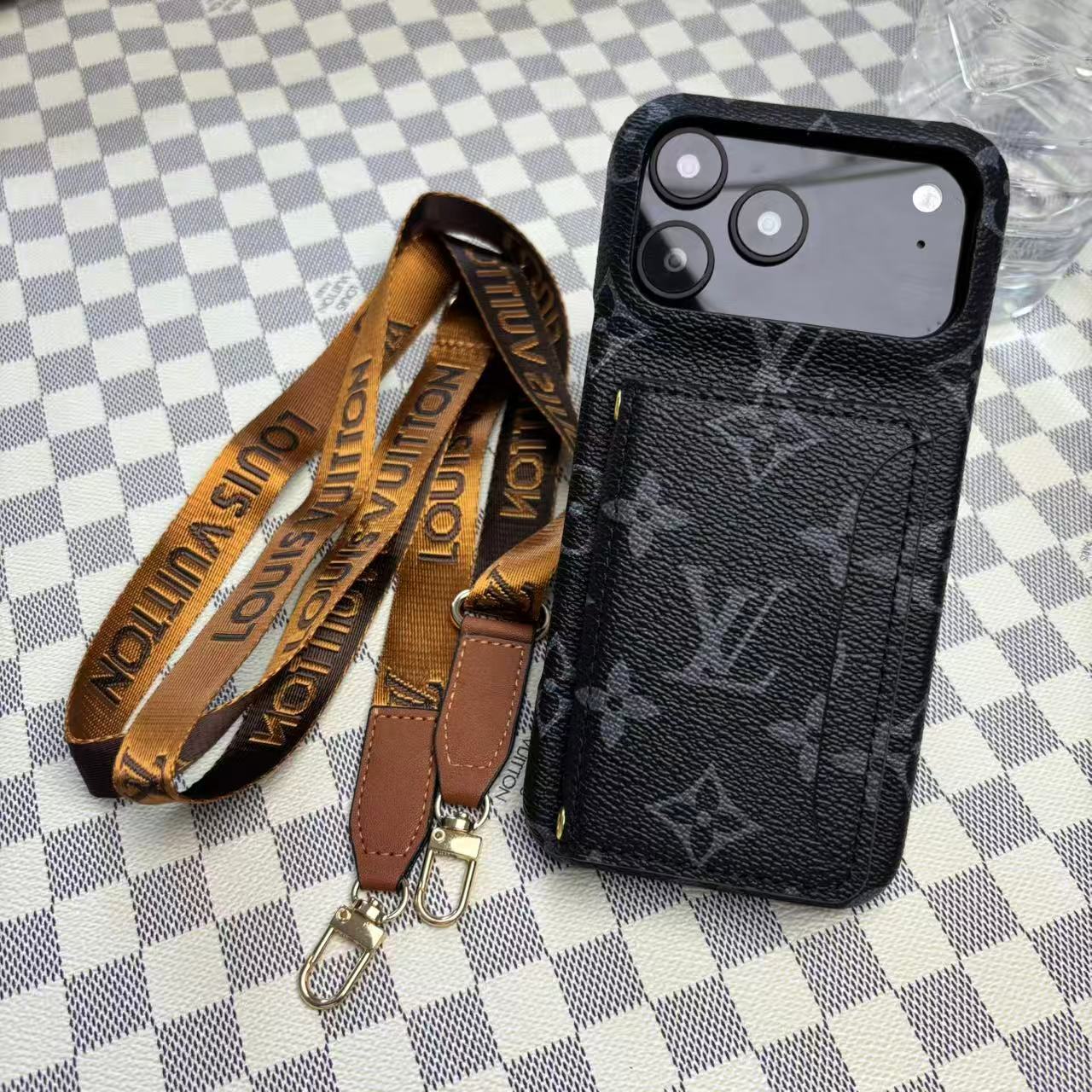Monogram Leather Phone Case For iPhone 13-17