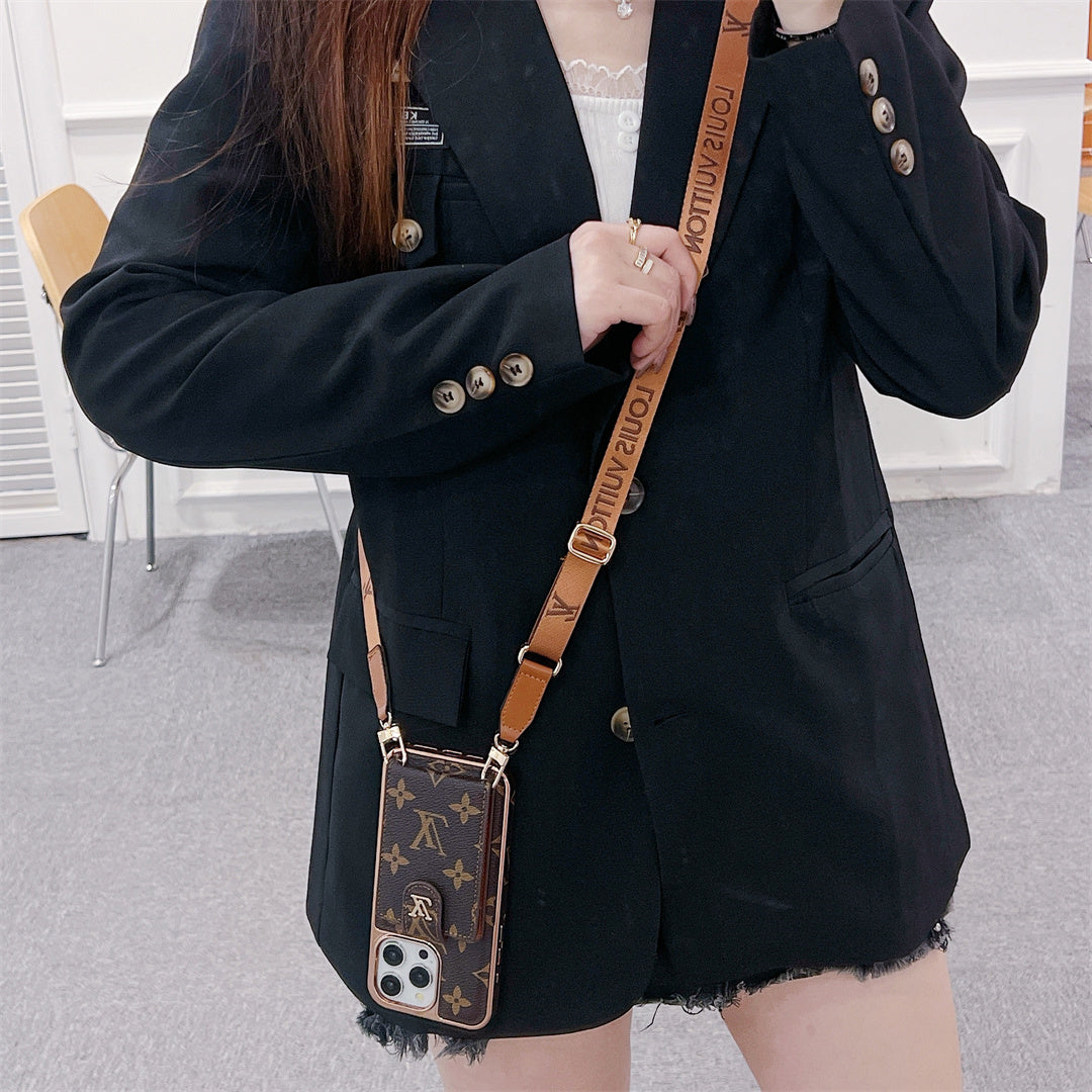 Luxury Brand Phone Case Card Holder Crossbody for iPhone 13-17