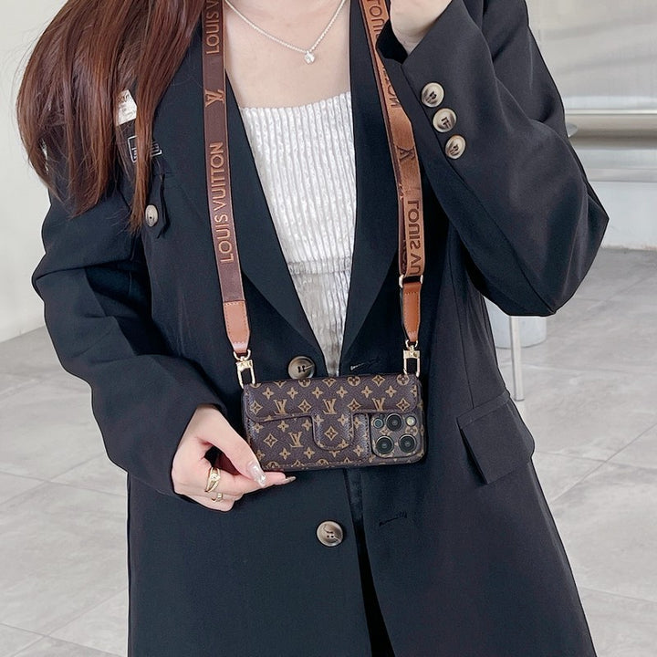 Luxury Side Card Holder Crossbody iPhone Case 12-16