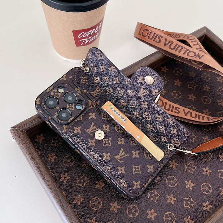 Luxury Side Card Holder Crossbody iPhone Case 12-16