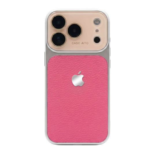 Crystal Lens Leather Phone Case - Rose Pink