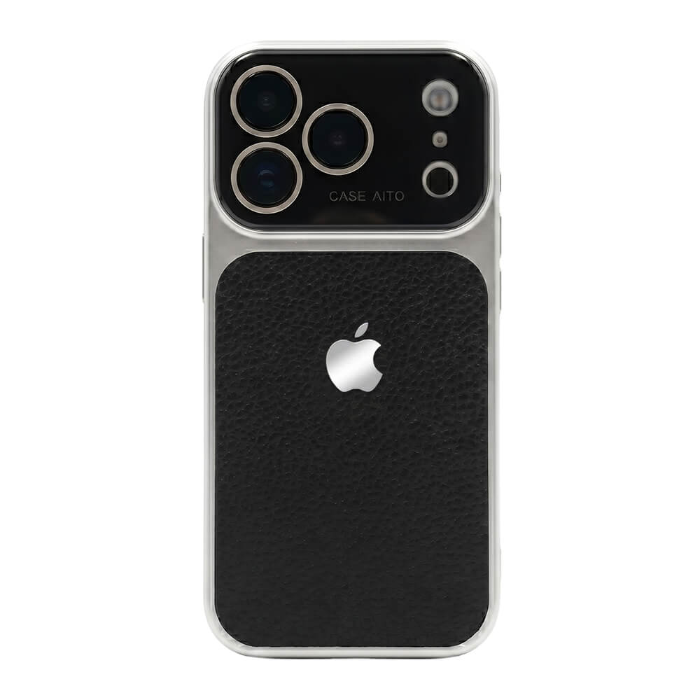 Crystal Lens Leather Phone Case - Black