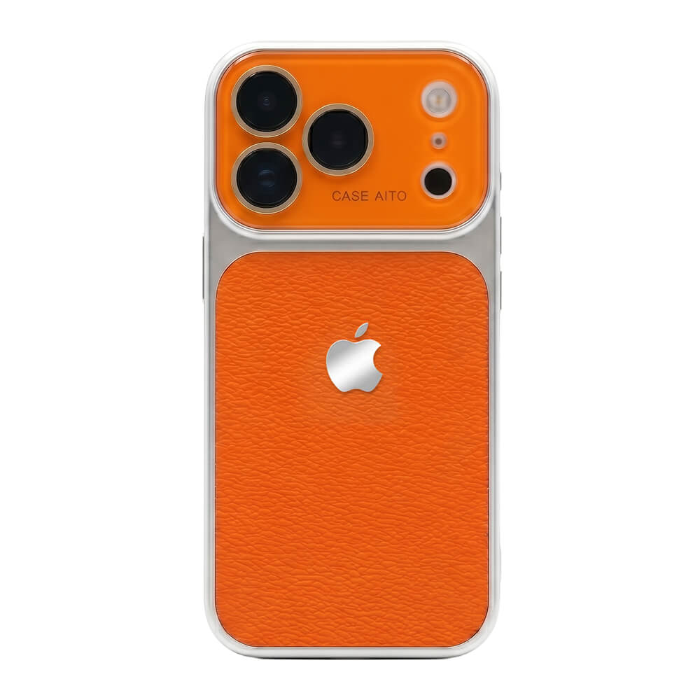 Crystal Lens Leather Phone Case - Orange