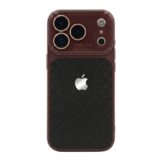 Crystal Lens Leather Phone Case - Black Red