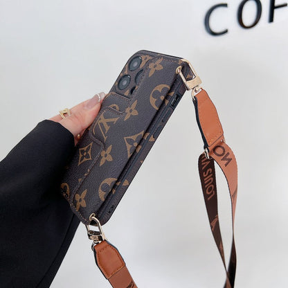 Luxury Side Card Holder Crossbody iPhone Case 12-16