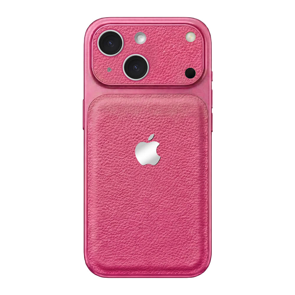 Double Leather Large Window Phone Case - Rose Red