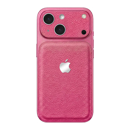 Double Leather Large Window Phone Case - Rose Red