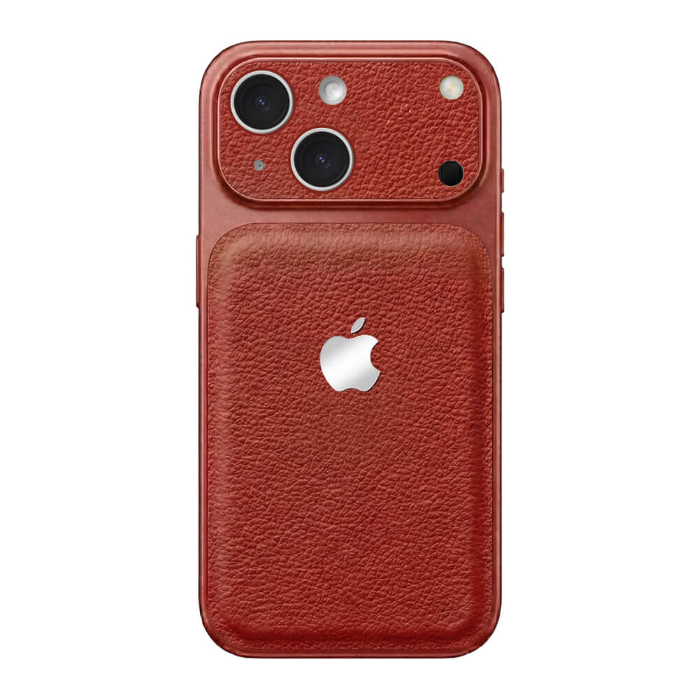 Double Leather Large Window Phone Case - Wine Red