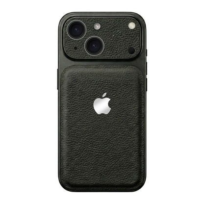Double Leather Large Window Phone Case - Black